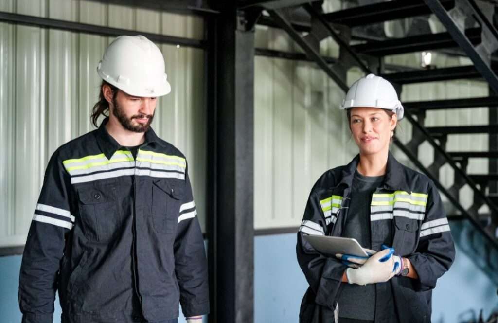 Arbeidsgiver og arbeidstaker som diskuterer