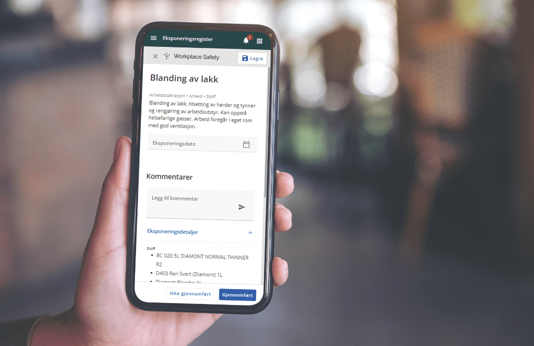 Workplace Safety kjemikaliehåndteringssystem eksponeringsreigster