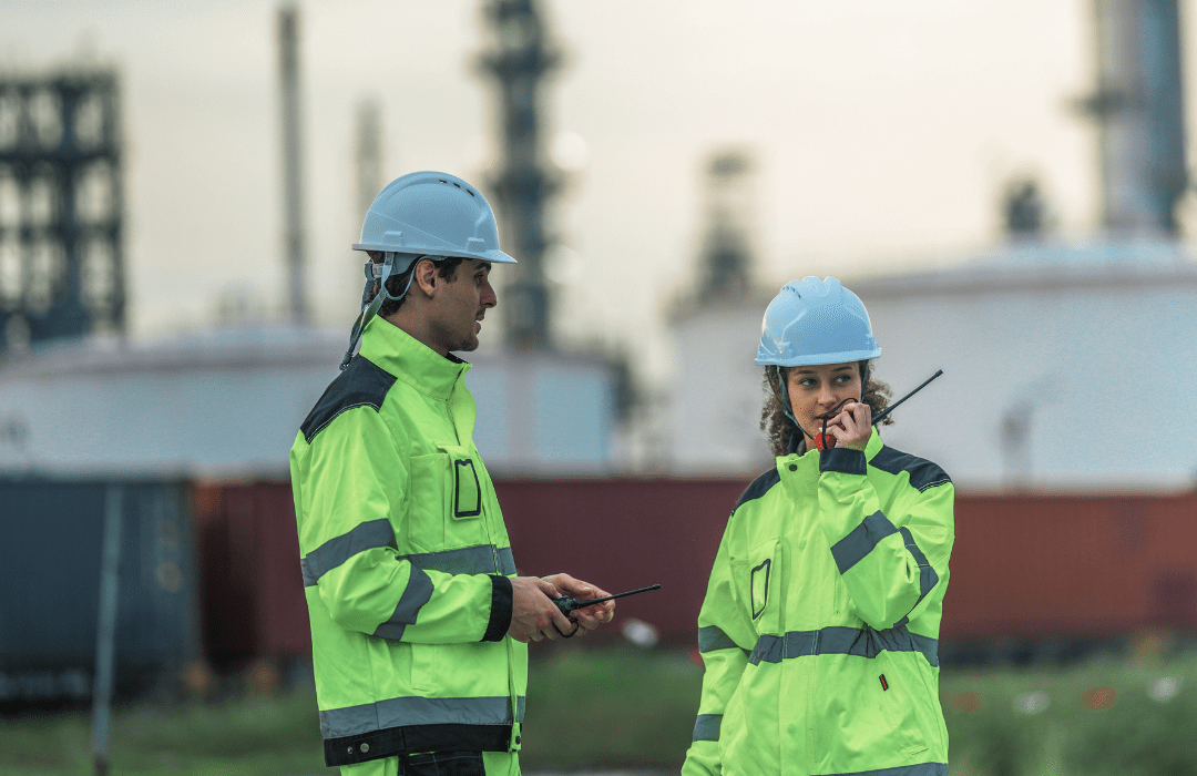 Workers handling chemicals